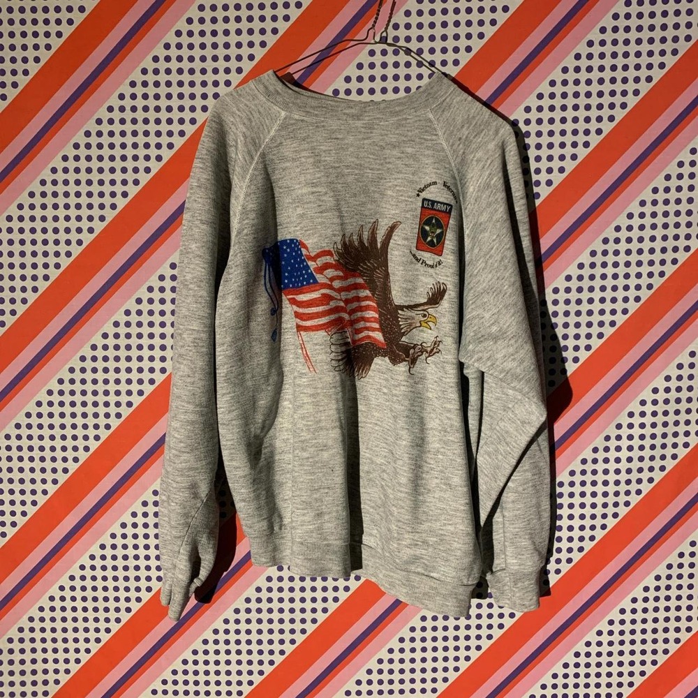 Vintage 1992 Xpress Knits US Army Gulf War Sweatshirt Grey XXL Kick Husseins Ass
